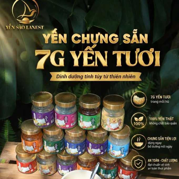 Yến chưng sẵn 7g yến tươi Lanest, 14 hương vị