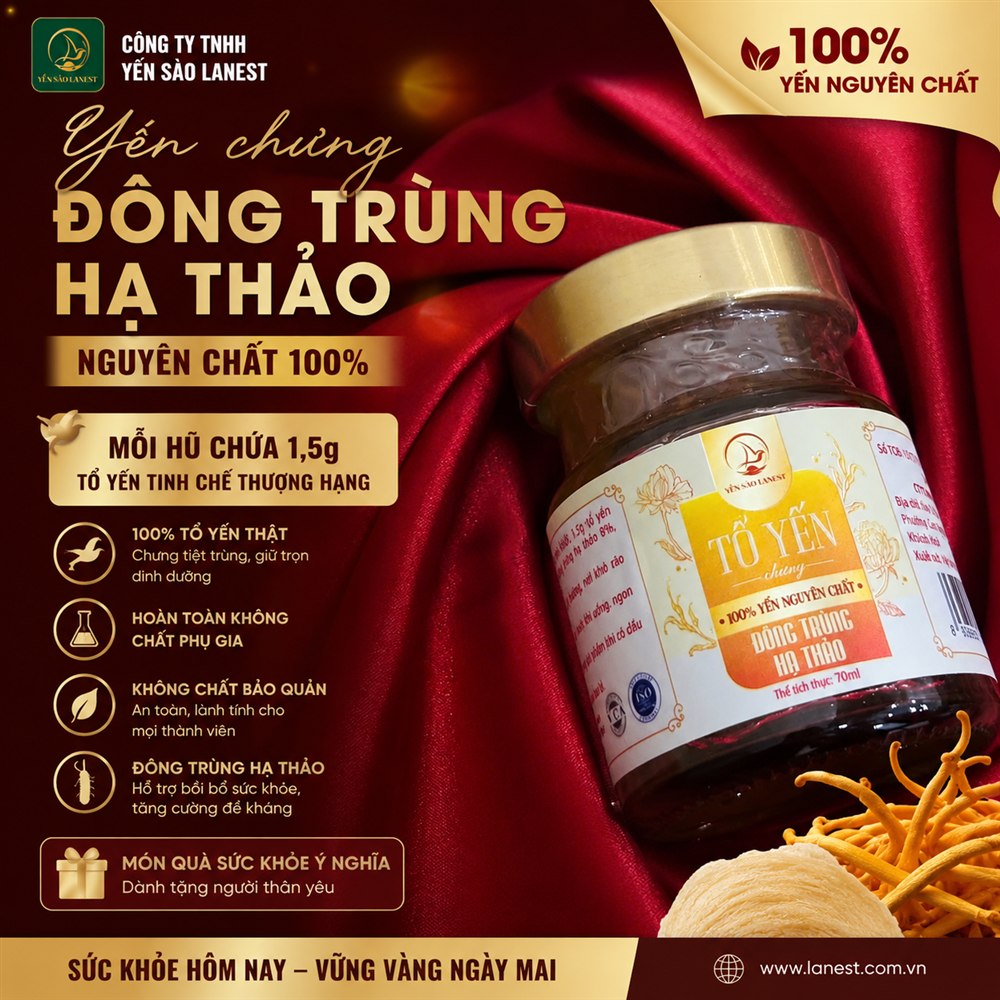 Tổ Yến Chưng Đông Trùng Hạ Thảo Nguyên Chất 100%